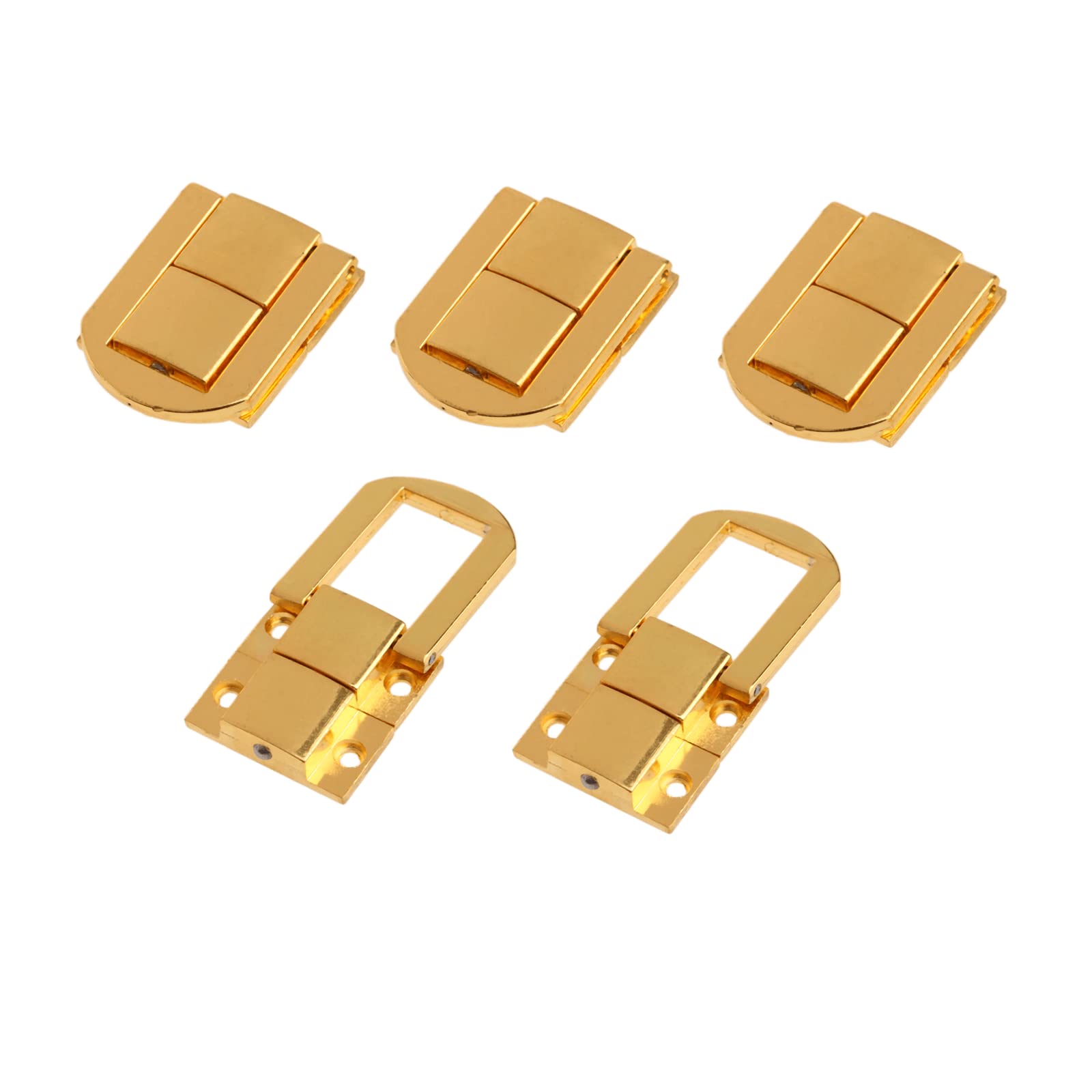 Dophee 5PCS Box Latch, 1.18"x 0.94" Toggle Catch Lock Latch Clasp with Screws for Jewelry Box Wooden Case Toolbox, Golden