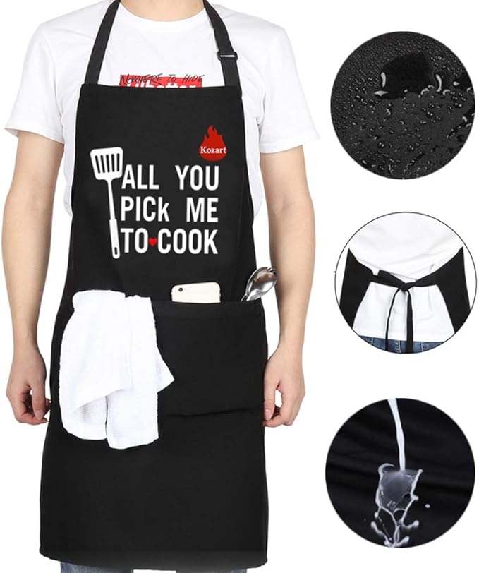 Cooking Aprons for Men, Womens Aprons with Pockets for