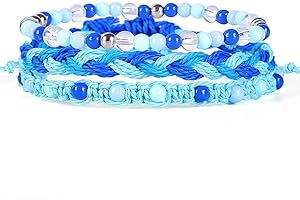 Caiyao Bohemian Beach Bead Waterproof String Bracelets Ocean Surfer Woven Braided Rope Bangle Boho Stretch Friendship Bracelets for Women Girls Jewelry