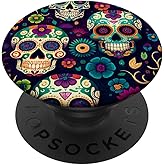 Sugar Skull Floral Pattern Flowers Sugarskull PopSockets Adhesive PopGrip