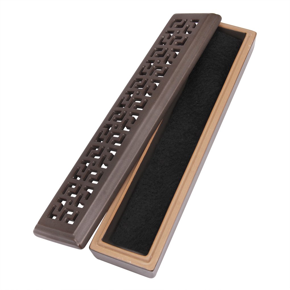 Vintage Rectangular Ceramic Incense Burner With Exquisite Lid Porcelain Incense Stick Holder Stand Ash Catcher Tray Box With Fireproof Layer Home Buddhist Temple Accessory, Print B