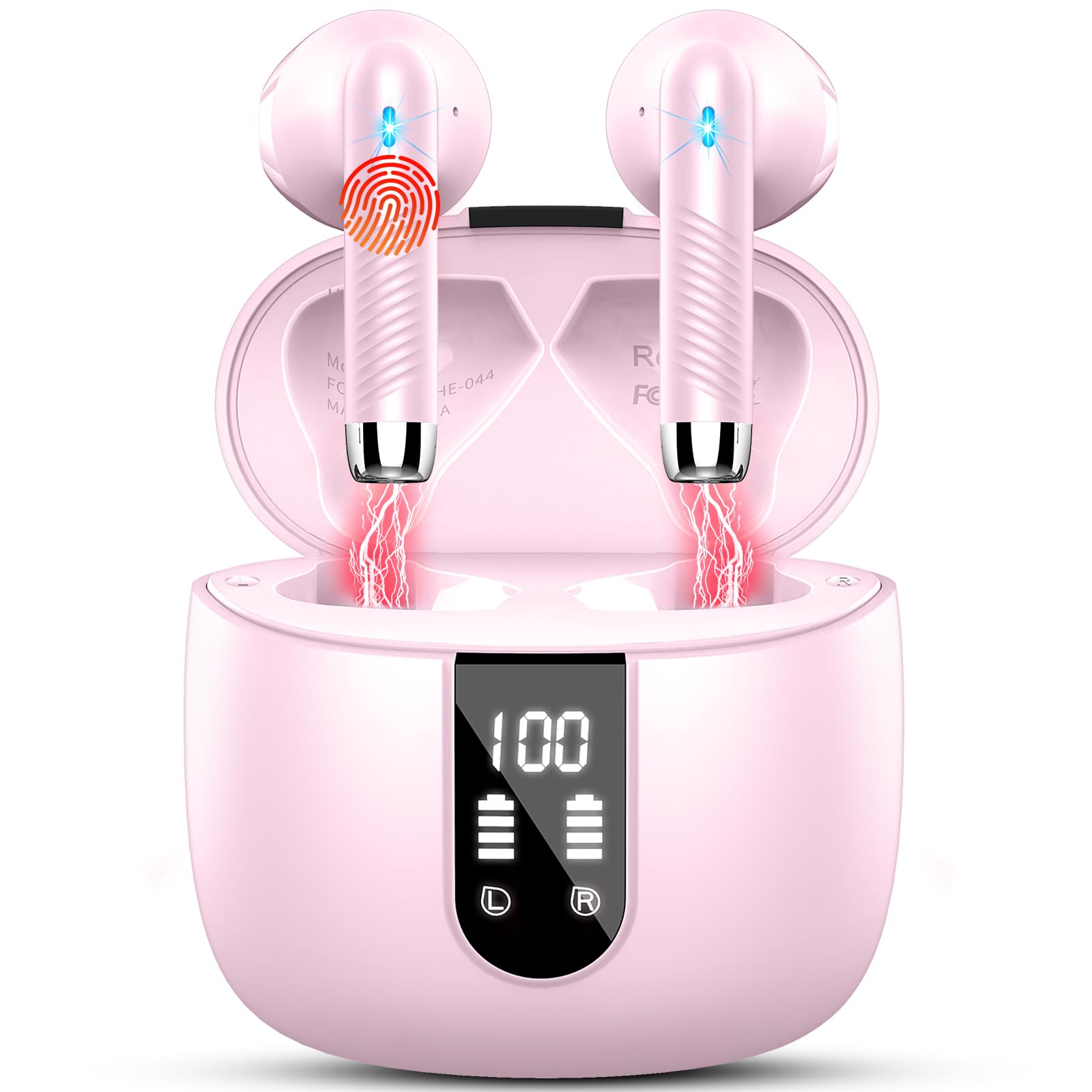 Wireless Earbuds, Bluetooth 5.4 Headphones NEW Wireless Headphones with 4 ENC Mic, 56H Bluetooth Earphones in Ear Noise Cancelling Deep Bass, Mini Ear Buds Bluetooth Earbuds IP7 Waterproof LED Display