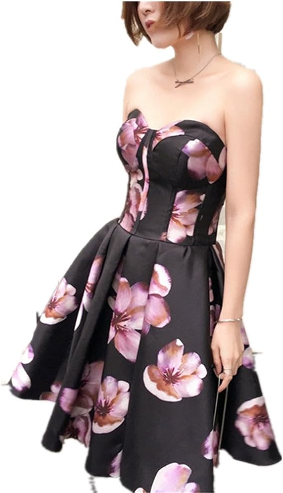 プリントサテンショットレディースワンピース スウィートハットネック バックレースレースアップ ボルガン プロムドレス 花嫁のドレ カクテルドレス ミニスカート 2 ワンピース チュニック 通販 Amazon