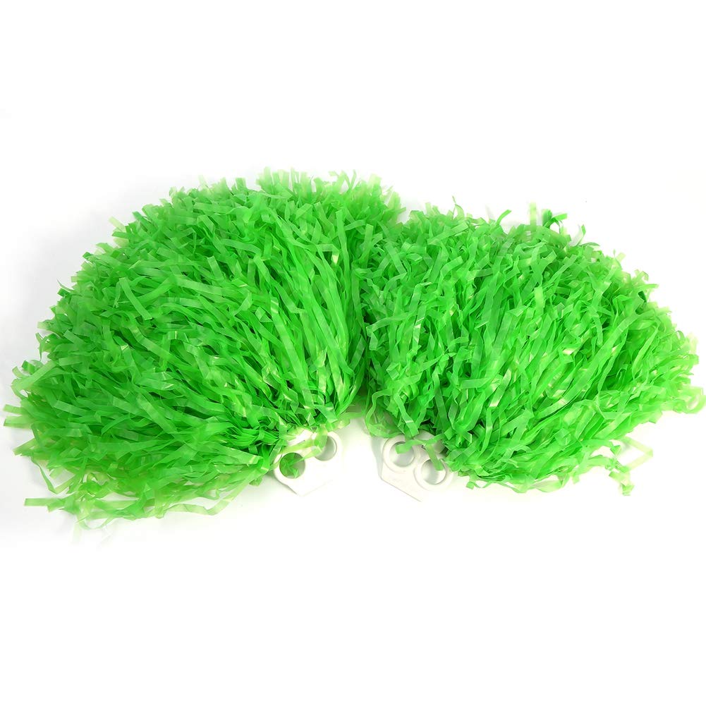 Demeras Cheerleader Pom Poms Fashionable PE Pom Poms with Finger-friendly Ring 2Pcs Sports Party Dance Accessories Colorful(Green)