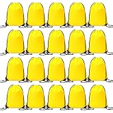 CODOBON 20 Pcs Drawstring Backpack Bulk Draw String Bags Cinch Polyester Bag for Gym Sport, Yellow