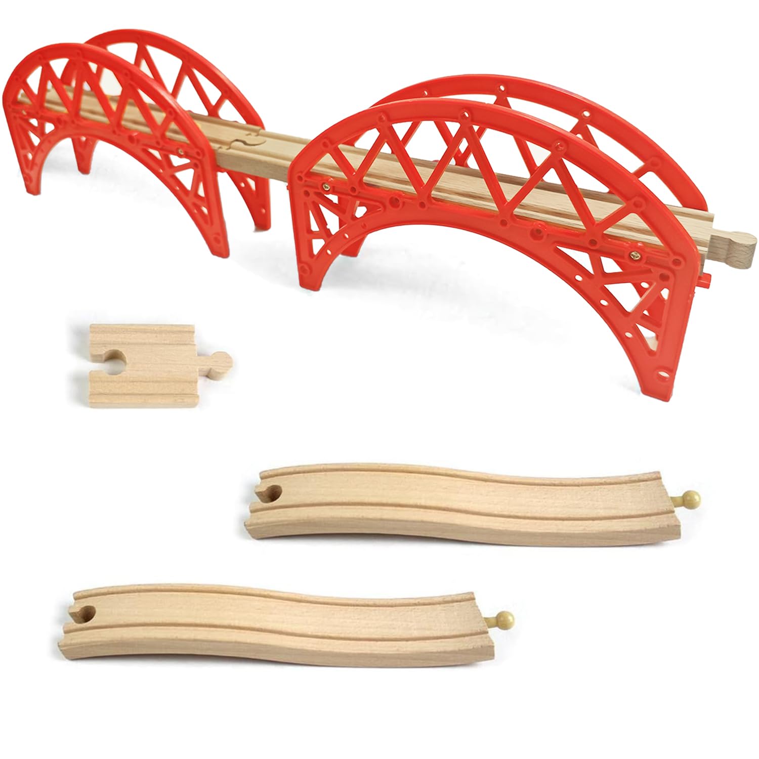 Wooden Train Track Bridge, 2 Suspension Bridge, Wooden Track, Train Tracks Compatible with All Major Brands