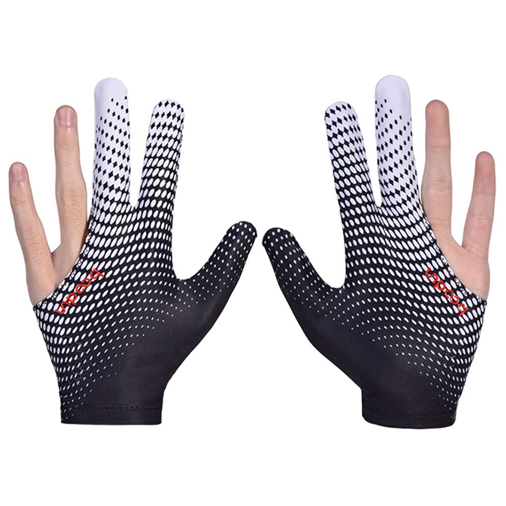 Antcher 2 Pcs Billiard Gloves Snooker Gloves, Elastic Lycra 3 Fingers Billiard Pool Snooker Cue Gloves Billiard Accessories for Left and Right Hand (White)