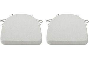 Shinnwa Chair Cushion with Ties for Dining Chairs [17 x 16.5 Inches] Non Slip Kitchen Dining Chair Pad and Seat Cushion with Machine Washable Cover Set of 2 - Off White