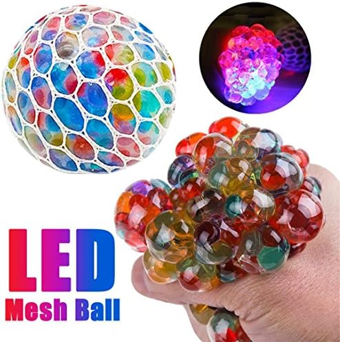Sacow Stress Reliever Ball, Mesh Ball Stress LED Glowing Squeeze Grape Toys Anxiety Relief Stress Ball