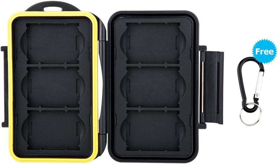 JJC Memory Card Case Water-resistance Carrying Holder Storage 6 PCS XQD CFexpress B Cards Protector Box with Carabiner - Image 3