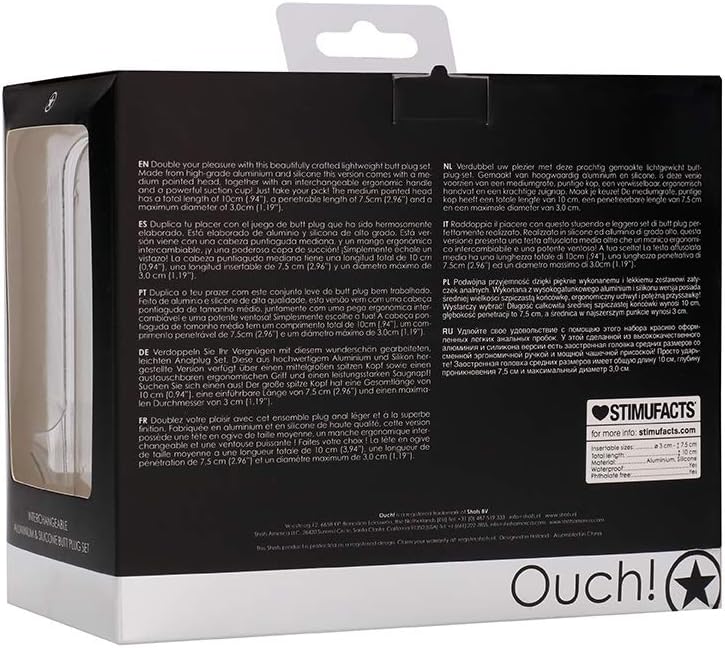 Ouch! by Shots - Replaceable Pointed Buttplug Set - Medium, Black - Image 4