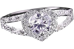 SXFSE Luxury and Shining Fashion heart-shaped ring zircon ring Heart Shaped Love Wedding Ring