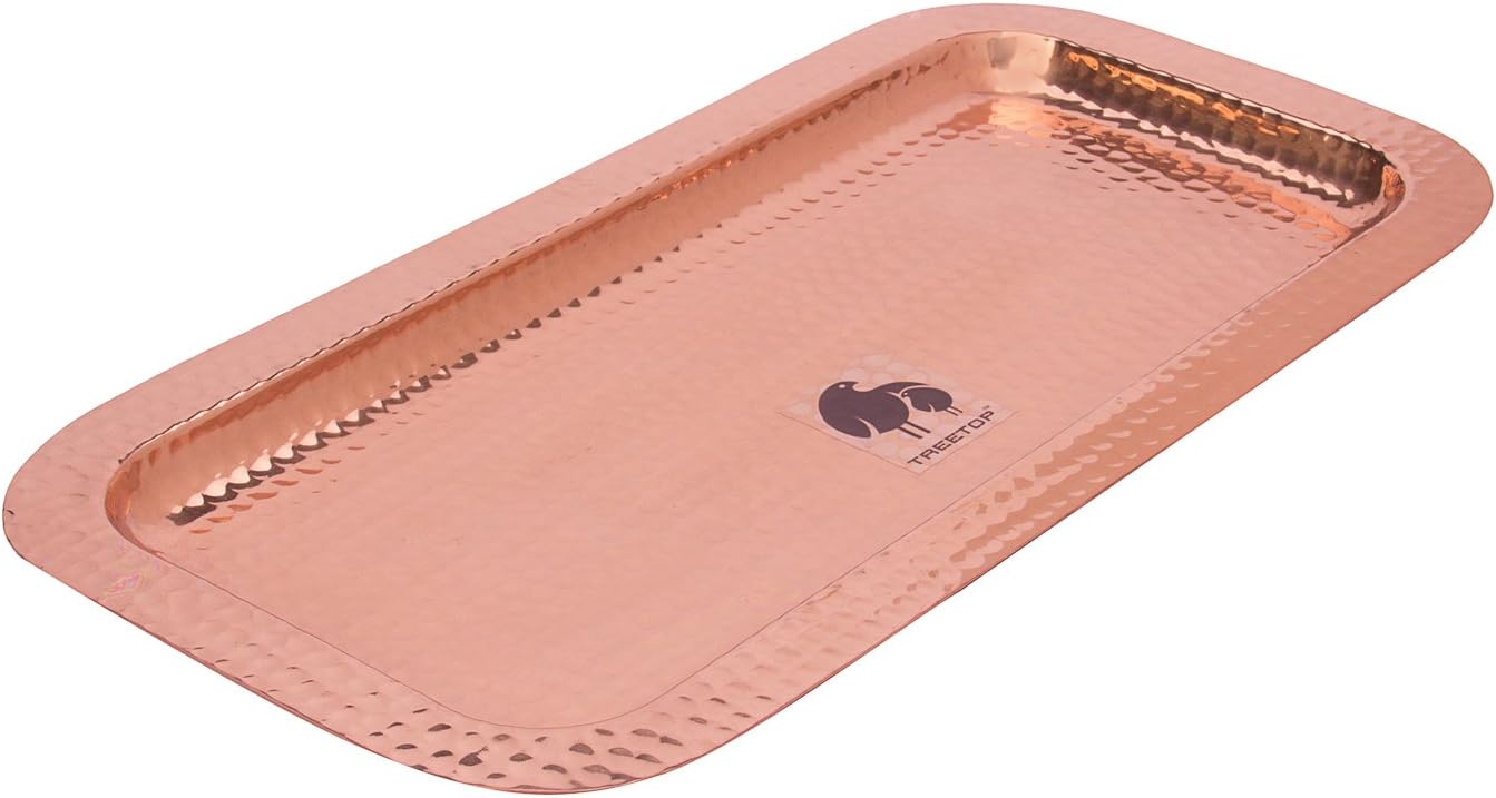 Copper Serving Tray PREMIUM QUALITY 15" X 7.5" Hammered Finish