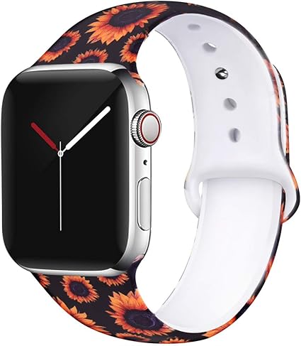OriBear Floral Band Compatible with Apple Watch 44mm 42mm Women Soft Silicone Solid Pattern Printed Replacement Bands for iWatch Series 4/3/2/1 M/L ...