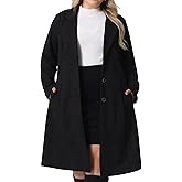 Agnes Orinda Plus Size Faux Suede Trench Jacket For Women Notch Lapel Long Sleeve Fall Winter Long Jacket Coats
