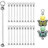 20 Pcs Beadable Keychain Bars, Blank Beadable Keychains, Beadable Keychain Making Kit, Silver Beaded Keychain Bars for DIY Projects Crafts Pendant Charms Supplies