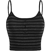 SOLY HUX Women's Y2K Crop Tops Goth Striped Sleeveless Spaghetti Strap Tank Top Camisole Going Out Tops