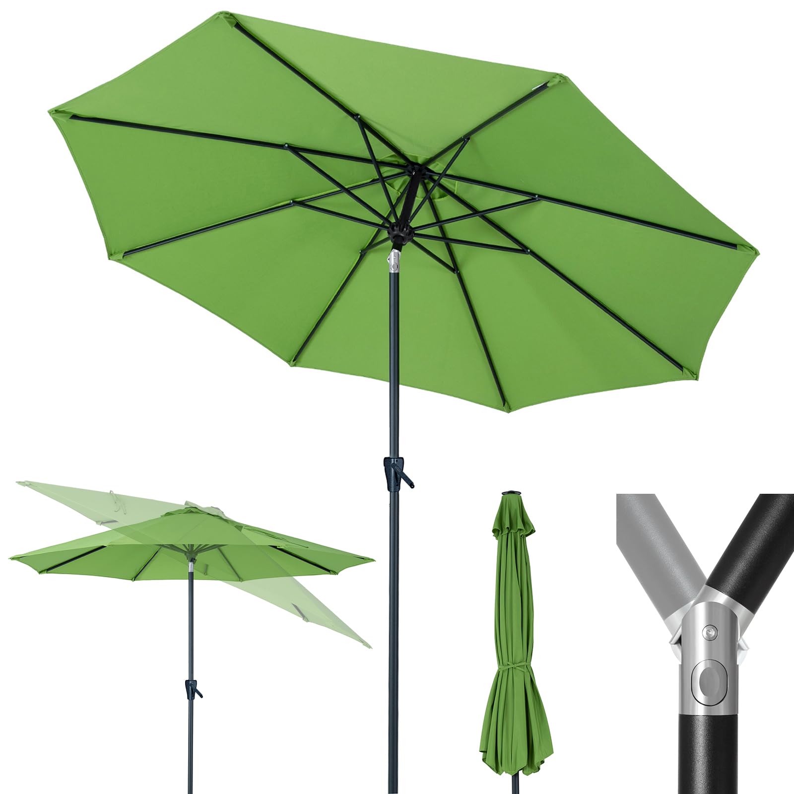 Photo 1 of **POSSIBLY FOR PARTS / MISSING UMBRELLA POLE BASE**  Tempera 7.5ft Patio Market Outdoor Table Umbrella with Push Button Tilt and Crank, Large Sun Umbrella with Sturdy Pole & Fade Resistant Canopy, Easy to Set, Green