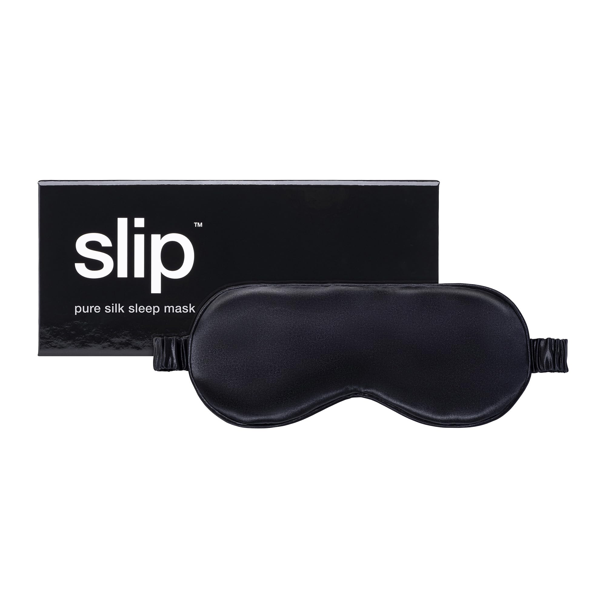 Slip Silk Sleep Mask, Black - 100% Pure Mulberry 22 Momme - Eye Mask - Comfortable Sleeping Mask with Elastic Band + Pure Filler and Internal Liner - One Size