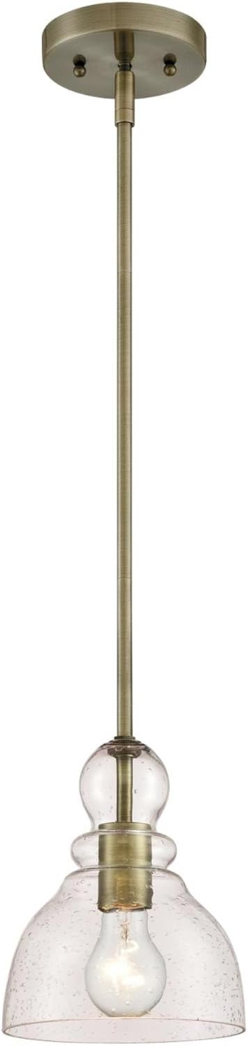 Westinghouse Lighting 6100700 One-Light Indoor Mini Pendant, Brushed Nickel Finish with Clear Seeded Glass - - 