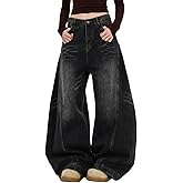 Hugboom Baggy Jeans for Women Men Wide Leg Barrel Jeans High Waist Denim Pants for Woman Boyfriend Streetwear Clothes
