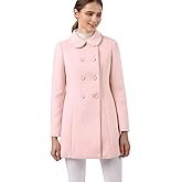 Allegra K Women's Peter Pan Collar Double Breasted Winter Long Trench Pea Coat