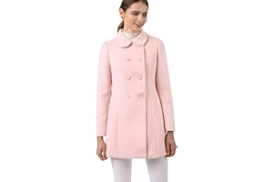 Allegra K Women's Peter Pan Collar Double Breasted Winter Long Trench Pea Coat
