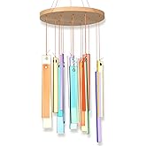Wenqik 17" Sea Glass Shell Wind Chimes for Outside Handcrafted Gradient Shells Coastal Style Decor Xmas Gifts for Women Wind Chimes Lovers, Beach Patio Decor(Colorful)