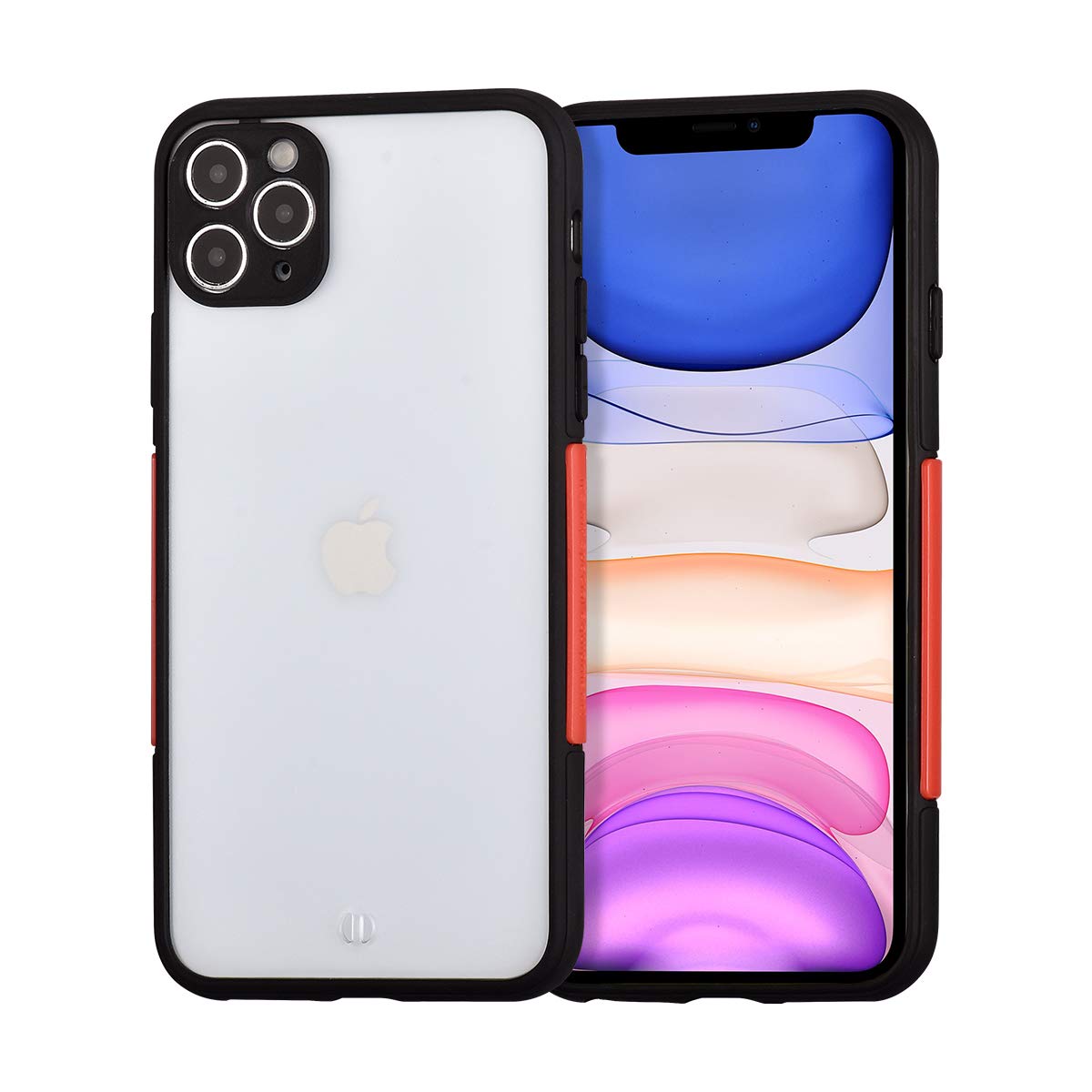 UEEBAI Case for iPhone 11 6.1 inch, Fashion Simple Case Shockproof Flexible Soft TPU Bumper Matte Transparent Hard PC Back Cover Protective Phone Case for iPhone 11 6.1" - Black
