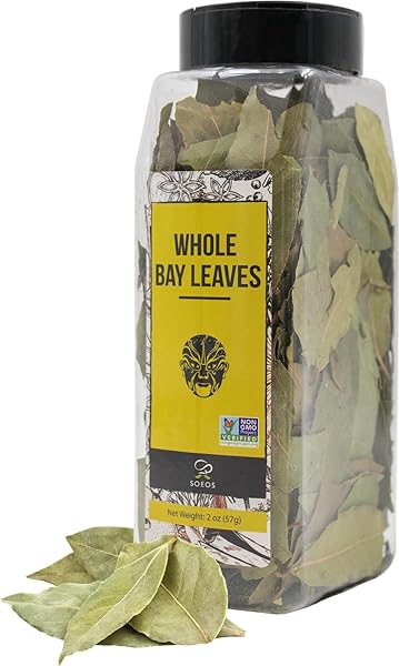 SOEOS BAY LEAVES, 2OZ (57G), WHOLE DRIED BAY LEAF, NON-GMO VERIFIED, LAUREL HERBS FOR COOKING, SOUPS, STEWS, SAUCES, SEASONING