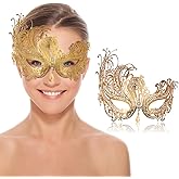 Masquerade Mask for Women Venetian Metal Mask for Party Halloween Costume Cosplay