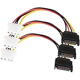 SATA to 4 Pin Power Cable Adapter 3 Pack SATA 15 Pin Male to Molex LP4 Female Power Cable 7-inch