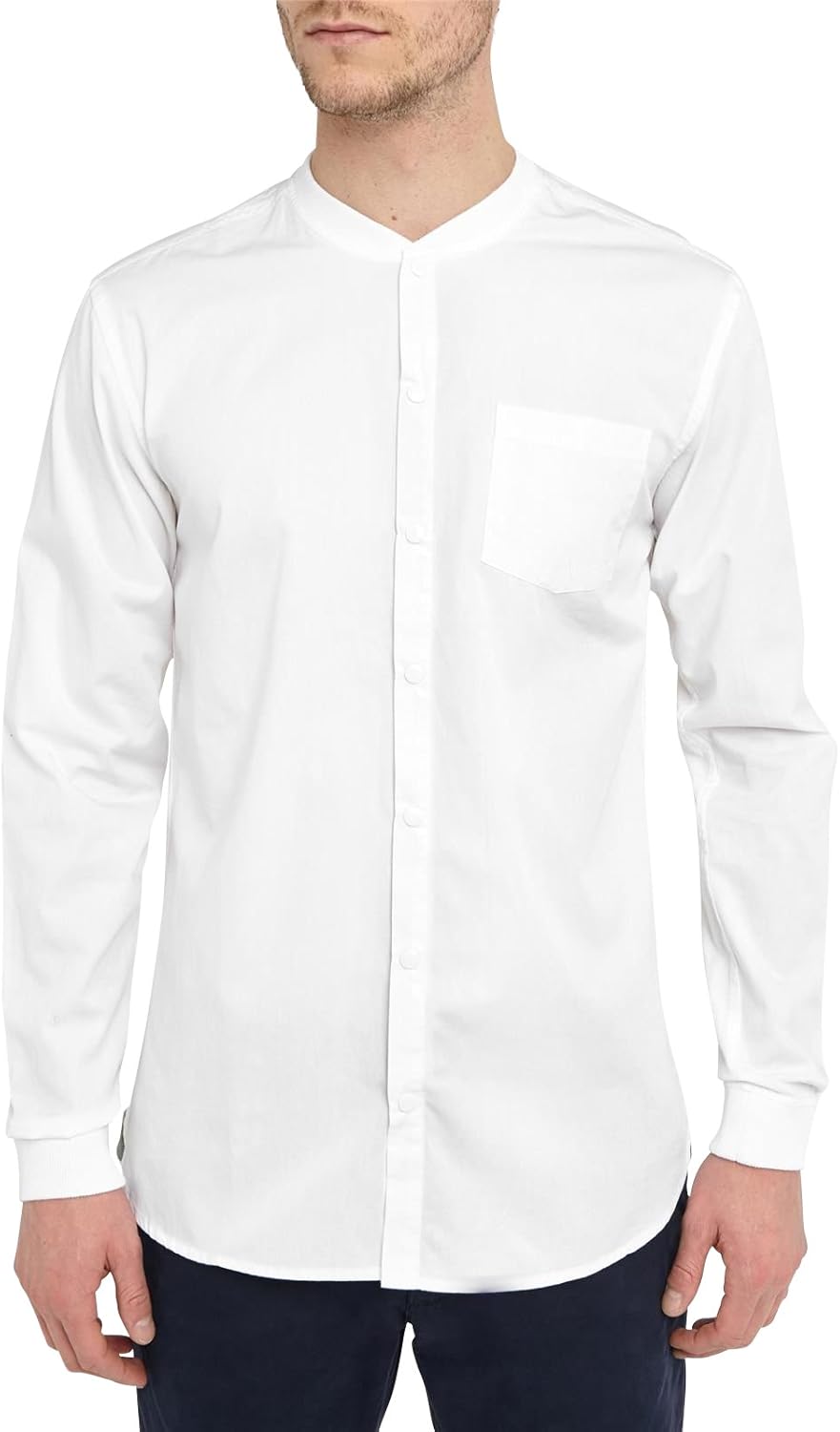 minimum Casual Shirts Men White Thames PressStuds Ribbed Collar