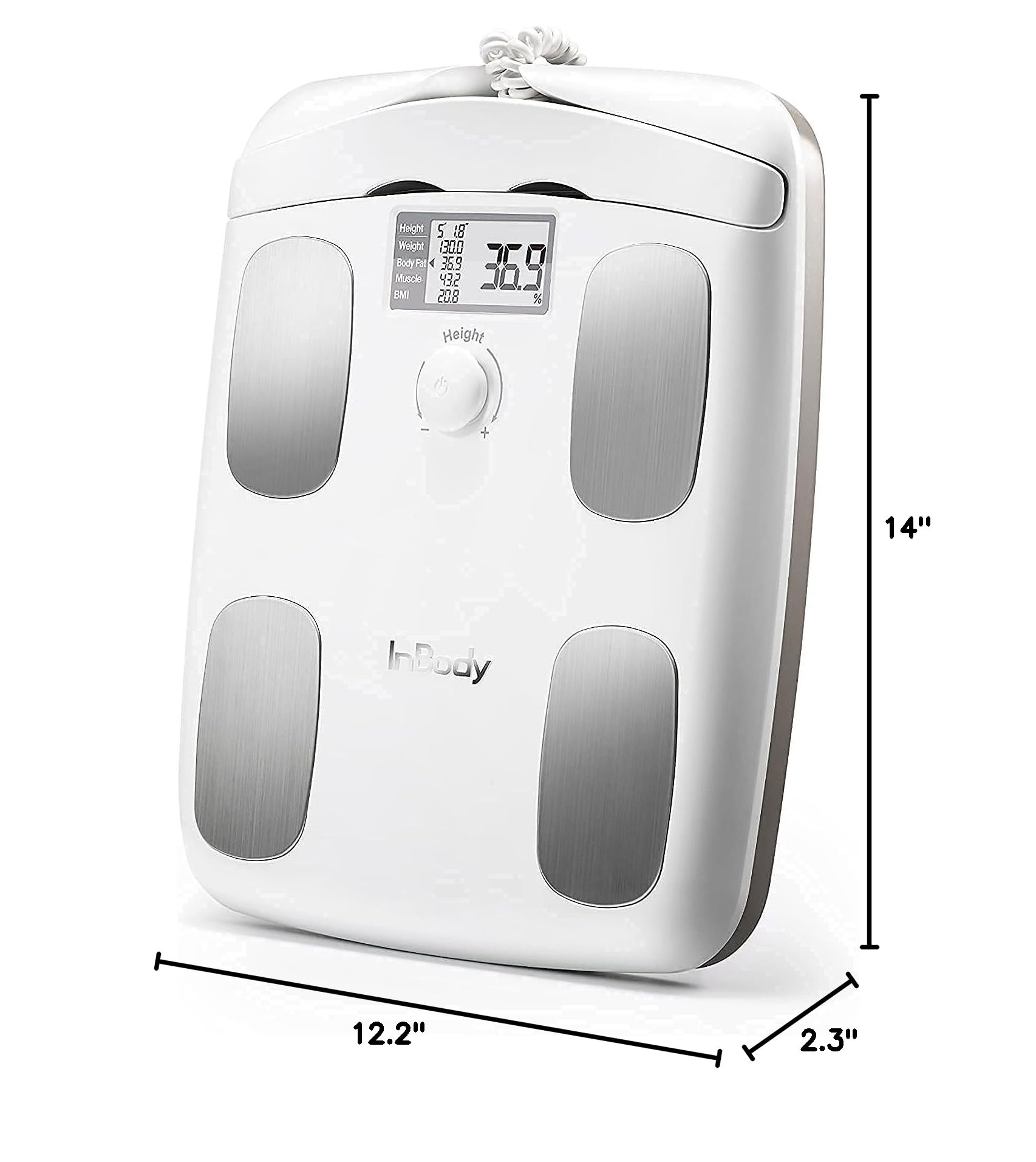 InBody Dial H20 Body Fat Scale - InBody Scale for Body Weight, Fat Percentage and Muscle Mass - Gym Accessory for Men & Women, Body Fat Measurement Device - Bluetooth-Connected, Soft White