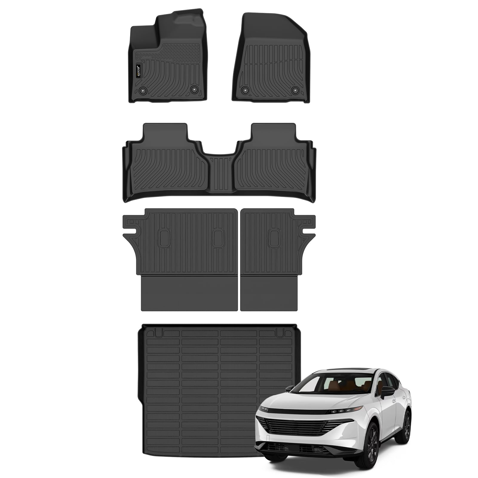 Jenofa-Floor Mats for Nissan Murano 2025 All Weather Mats Automotive Car Mat for 2025 Murano Full Set Accessories (Floor Mats & Rear Seat Back Mats & Cargo Liner) Image