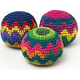 Funny Guy Mugs Footbag Set (3 Pack) &ndash; Handmade in Guatemala Crochet Hacky Kick Sack Balls &ndash; Footbag Juggling Balls for Outdoor Play, Party Games &amp; Coordination Training