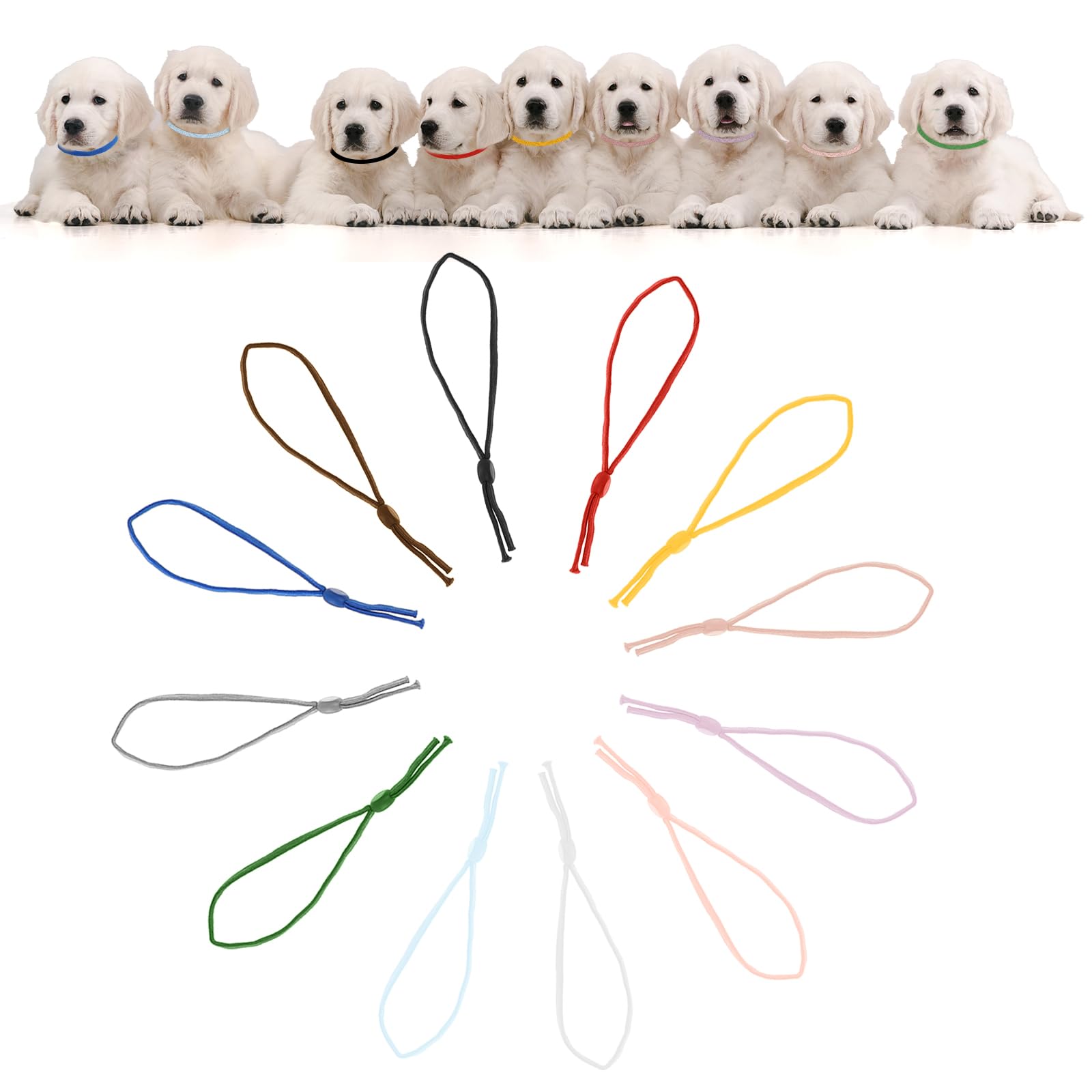 60pcs Puppy ID Collars 12 Colors Soft Adjustable Whelping Collars Identification Puppy Collar Bands for Dog Kitten Newborn Pet