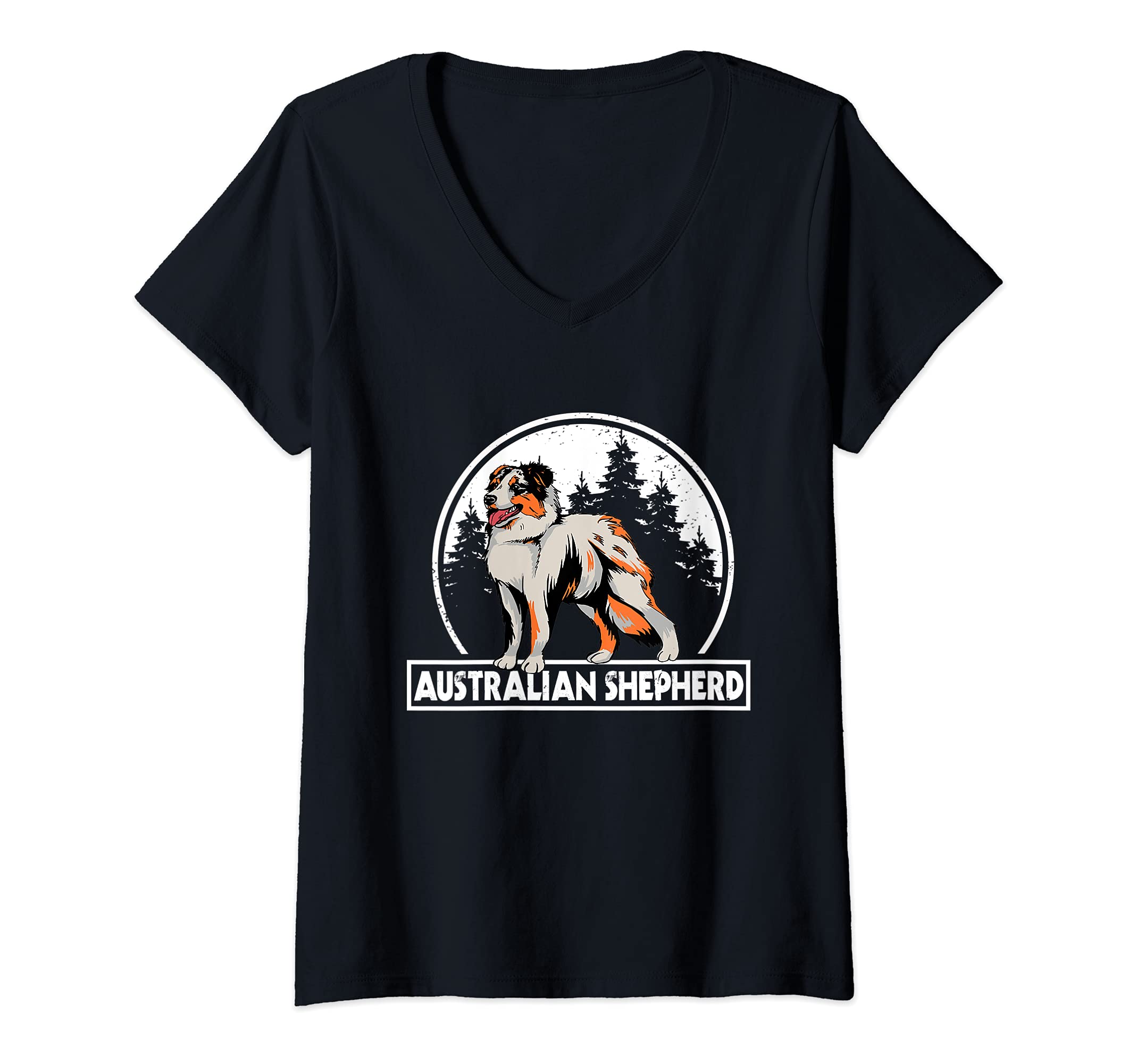 Womens Great Australian Shepherd Dog Design Aussie V-Neck T-Shirt