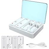 Charger Station Compatible with Wii U Remote Battery & Wii Battery Pack, 4Pack Rechargable Batteries Compatible with WiiU Wii Remote Controller