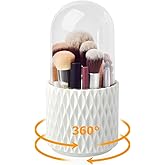 Makeup Brush Holder,360°Rotating Makeup Brush Organizer With Transparent Lid,5 Slots Waterproof And Dustproof Makeup Organize