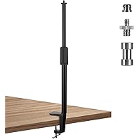 TARION Desktop Light Stand with 1/4" 3/8" Screws for Ring Light Tabletop Mount L Shape Clip Stand Adjustable 14-25in/35-64cm 