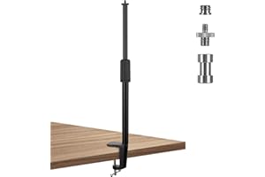 TARION Desktop Light Stand with 1/4" 3/8" Screws for Ring Light Tabletop Mount L Shape Clip Stand Adjustable 14-25in/35-64cm for Live Streaming Photograpghy Videograpghy Film Shooting Virtual Meetings