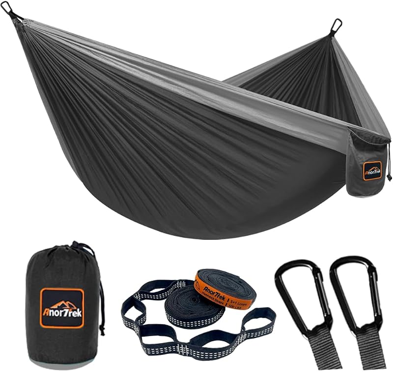 AnorTrek Camping Hammock Lightweight Parachute Nylon with Tree Straps