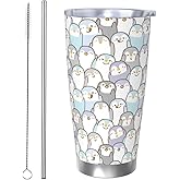 CHASOEA Penguin Tumbler 20oz Cute Animal Stainless Steel Vacuum Insulated Tumblers with Lid and Straw Travel Coffee Mug Tea Wine Cups Water Bottle Gifts for Women Penguin Lovers