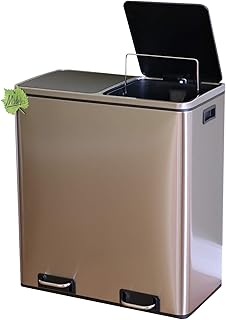 Made for us 60 L Edelstahl Tret-Abfalleimer 2x30 L Mülleimer 2-Fach Mülltrennung 2er Müll-Trennsystem 60 Liter Abfallsammler zur Abfall-Trennung Pedal-Treteimer original