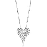 Pure Collection by Ross-Simons 0.20 ct. t.w. Pave Diamond Heart Necklace in Sterling Silver. 18 inches