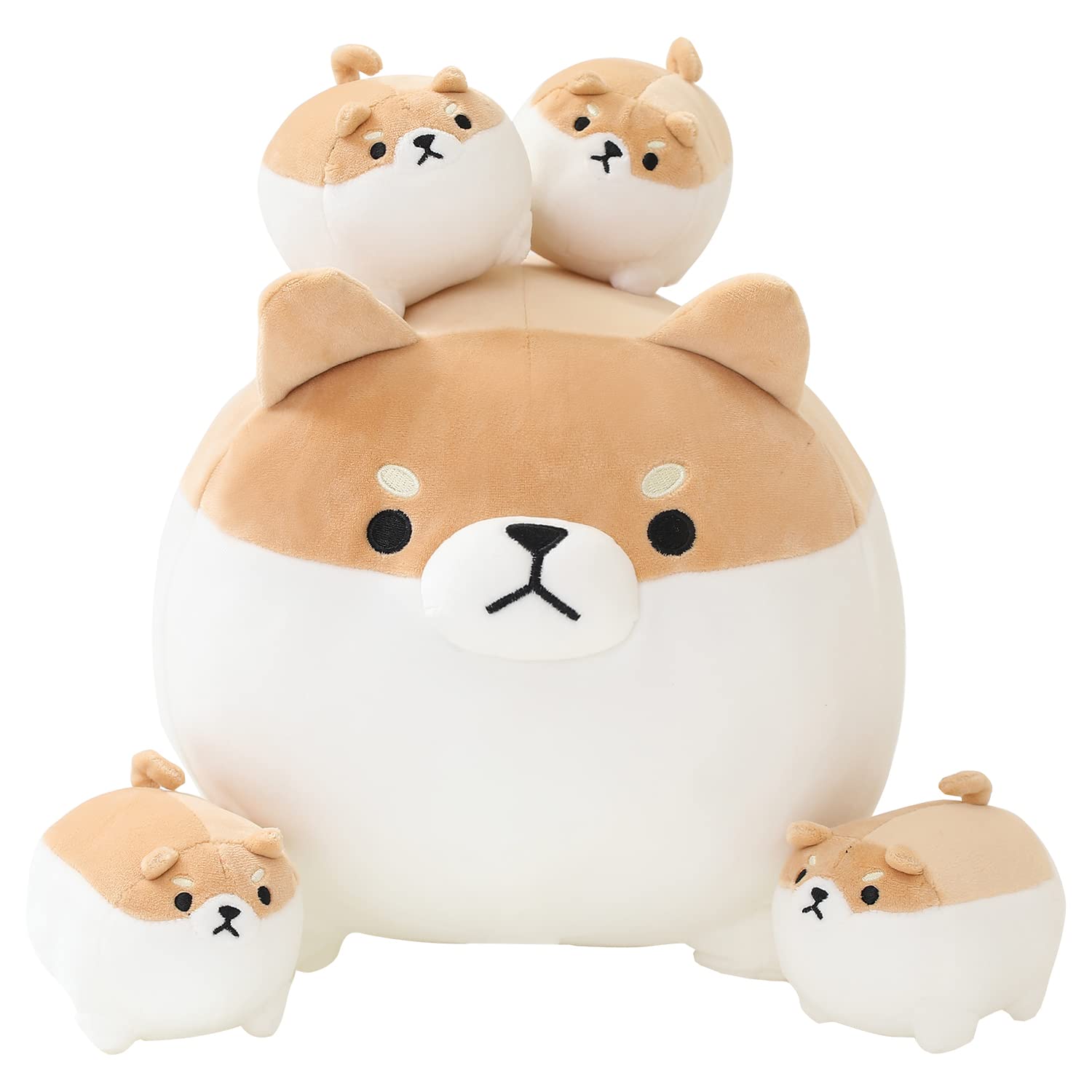 SQEQE Stuffed Animal Shiba Inu Plush Toy with 4 Baby Shiba Inu Plushies in her Tummy, Stuffed Cotton Plush Animal Toy Gift for Kids — image 1