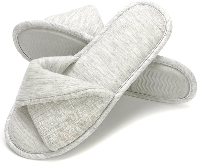 Amazon.com | BUYITNOW Women's Memory Foam Thong Slippers Open Toe Knitted Cotton Indoor Spa 
