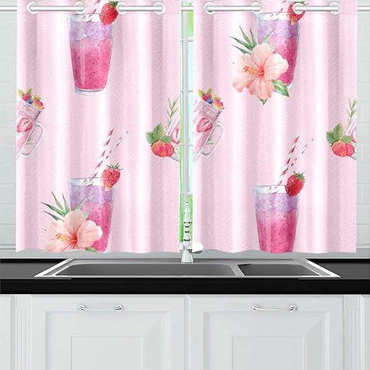 Amazon Com Strawberry Juice Sour And Sweet Kitchen Curtains