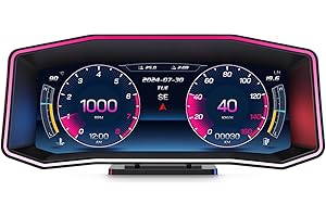 AZIJYV Obd2 Gauge Display P4, Heads Up Display for Cars, GPS Speedometer with Speed, Slope Meter, Turbo Meter, Colorful Ambient Light, Overspeed Alarm, Digital Speedometer Suitable for All Cars